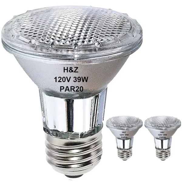 Vinaco 2pcs PAR20 Halogen 39W 120V Dimmable, Long Lifespan E26 PAR20 Light Bulb with 3000K Warm White for Indoor/Outdoor, Size: 3x2.26x3, Clear
