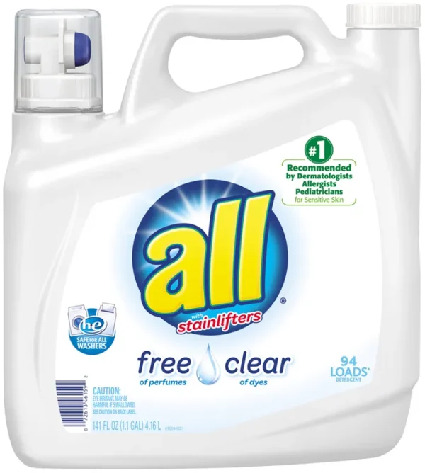 All Detergent, with Stainlifters, Free Clear, Clean & Care - 141 fl oz