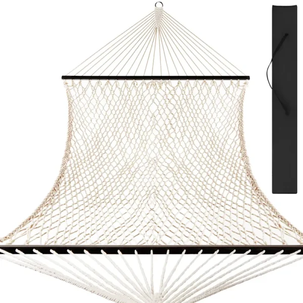 Best Choice Products Cotton Rope Double Hammock with Carrying Case, Off-White