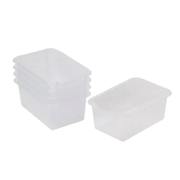 Ecr4kids Scoop Front Storage Bin, Multipurpose Organization, Clear, 5-Piece
