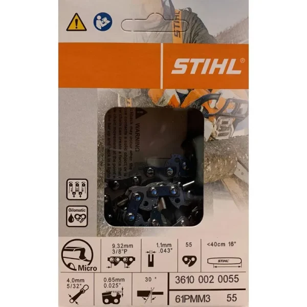 Stihl 61PMN3 55 Chainsaw Chain for 16 Bar, 38P Pitch043 Gauge