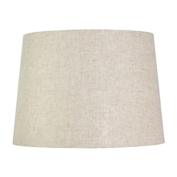 French Drum Lamp Shade, Textured Flax Linen, 12" Top, 14" Bottom, 10" Slant - Natural Flax