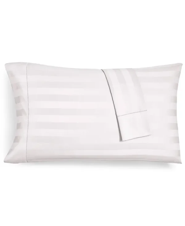 Charter Club Damask Stripe Standard Pillowcase Set, 550 Thread Count 100% Supima Cotton, Created for Macy's - White
