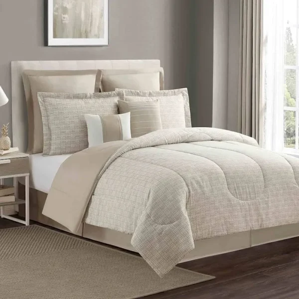 at Home 8-Piece Queen Casey Almond Essential Comforter Set