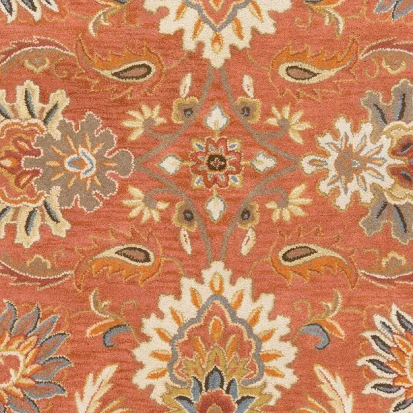 Aaron Floral Hand Knotted Wool Terracotta Area Rug Birch Lane Rug Size Square 4'