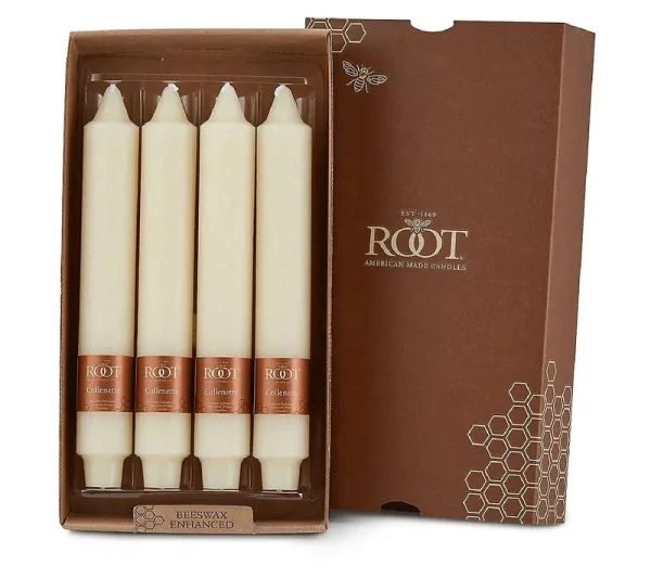 Root Candles - 9" Timberline Collenette - Ivory Box of 4