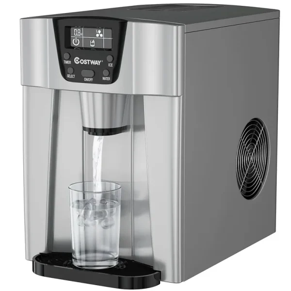 Costway 2 in 1 Ice Maker Water Dispenser Countertop 36lbs/24H LCD Display Portable