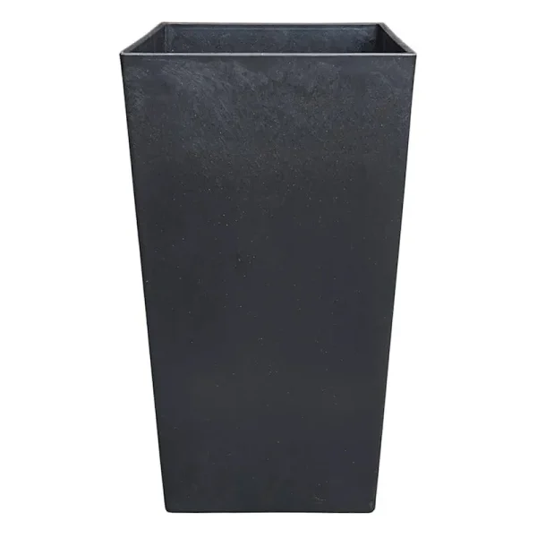 at Home Tall Square Black Planter, 21"