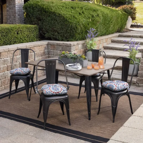 Arden Selections Outdoor Bistro Seat Cushion (4 Pack) 15 inch, Clark Blue