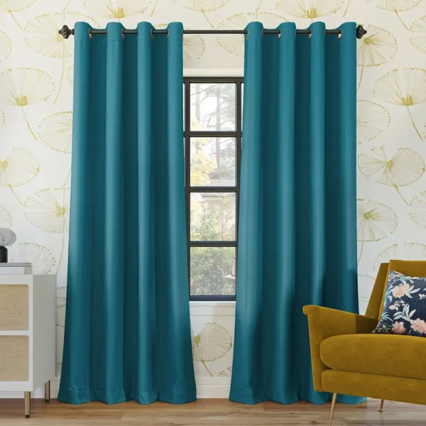 Sun Zero Oslo 52" x 84" Theater Grade Blackout Grommet Curtain Panel, Teal