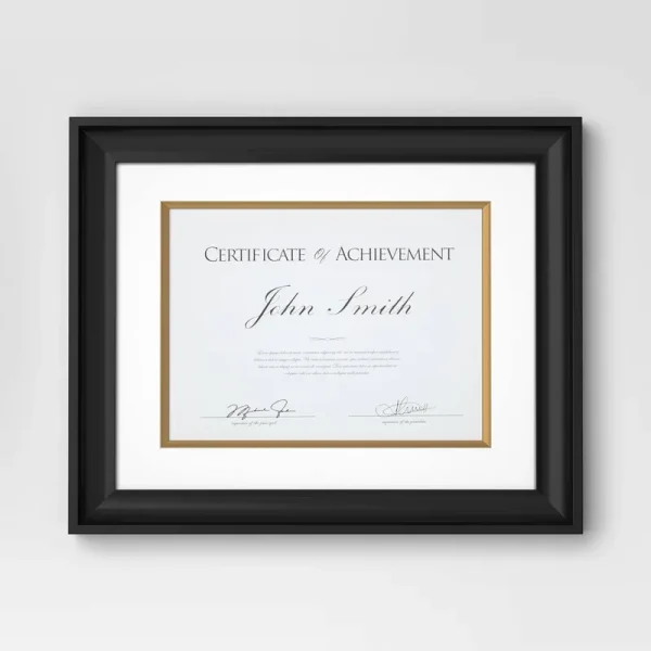11"x14" Matted to 8.5"X11" Certificate Frame Black - Threshold