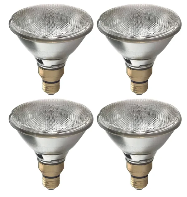 GE Halogen Light Bulb, Energy Efficient PAR38 Flood Light Bulb, 38-Watt, 520 Lumen, Medium Base, Indoor and Outdoor Flood Light Bulb (4 Bulbs)