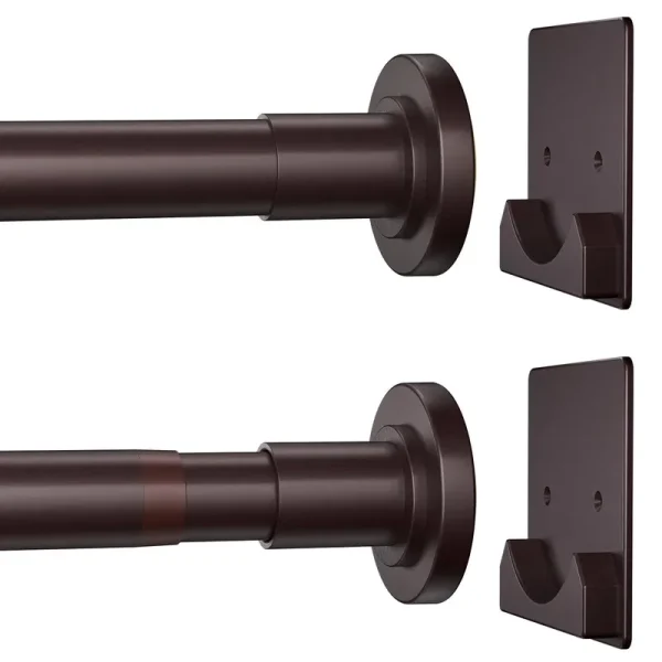 CorkLatta Matte Bronze Shower Curtain Rod,1 inch Diameter Stainless Steel Adjustable Spring Tension Rods 32 to 50",With Holders,Anti-Slip,No Drilling