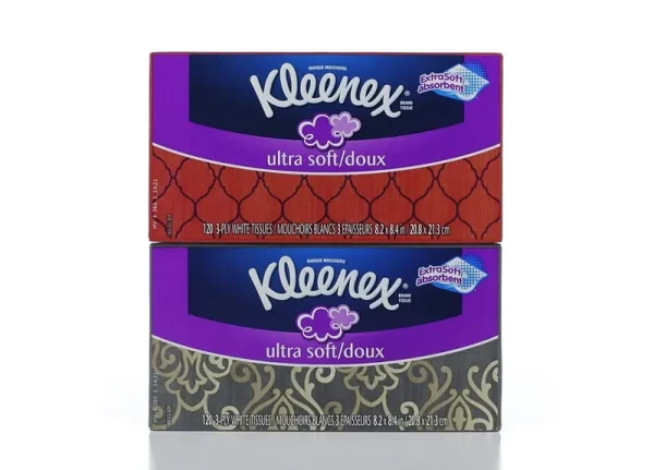 Kleenex Ultra Soft Facial Tissue Regular (Pack of 4), 120 Count Each, 3 Ply, White