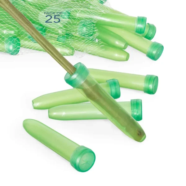 Royal Imports Floral Water Tubes/Vials for Flower Arrangements, Green 3" (1/2" Opening) Standard 25/Pack w/Caps