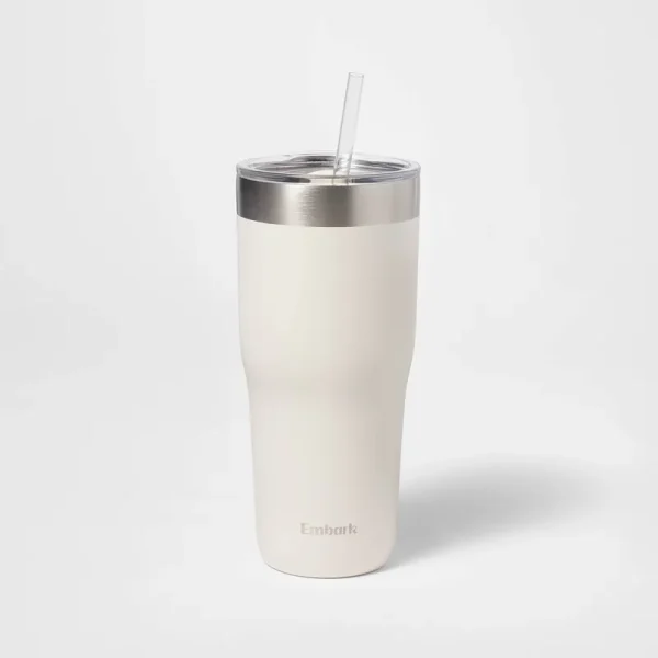 30oz Stainless Steel Straw Tumbler Cream - Embark