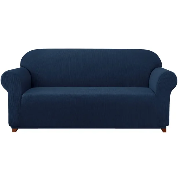 Subrtex Stretch 1-Piece Textured Grid Sofa Slipcover, Navy, Blue