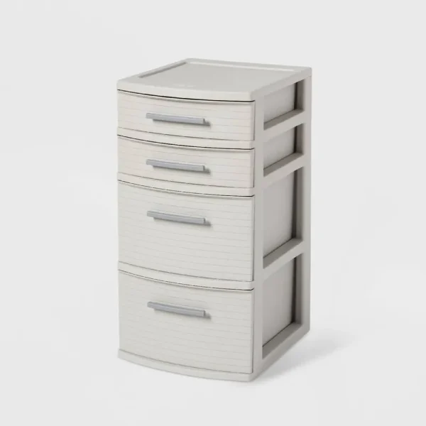 4 Drawer Weave Tower Dark Gray - Brightroom