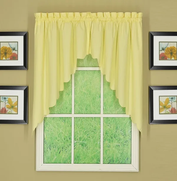 Today's Curtain CA2003K Orleans 38" Swag Pair Tambour Scallop Edge Curtain, Buttercup, 60" W x 38" L