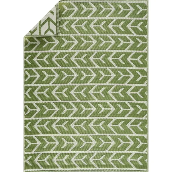 Playa Rug Amsterdam Lightweight Reversible Recycled Plastic Outdoor Floor Mat - 5'x7' - Green&Cr��me