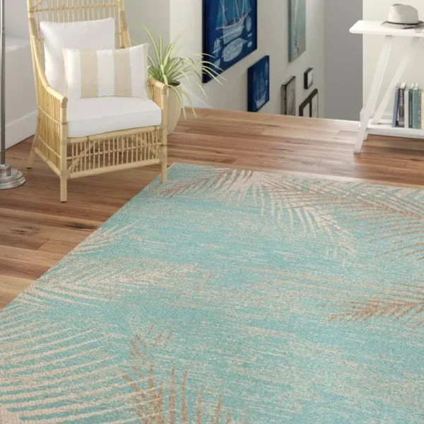 Waddington Floral Aqua/Mocha Indoor / Outdoor Area Rug Bay Isle Home Rug Size: Rectangle 5'10" x 9'2"