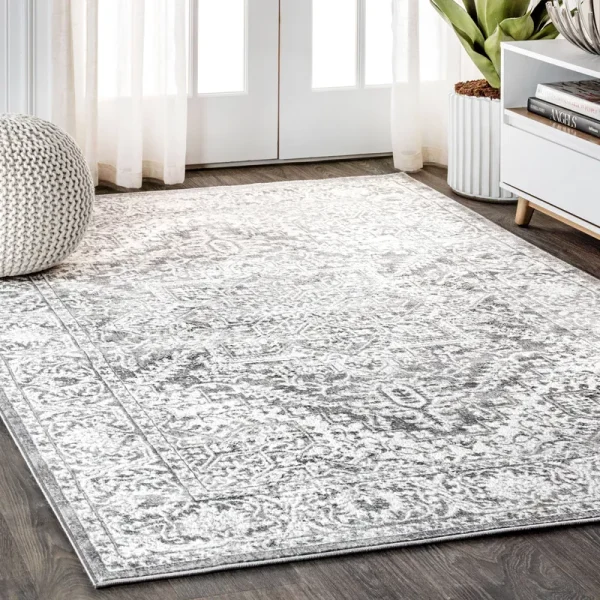 Jonathan Y Modern Persian Vintage Medallion Area Rug - Light Grey - 4x6 Feet