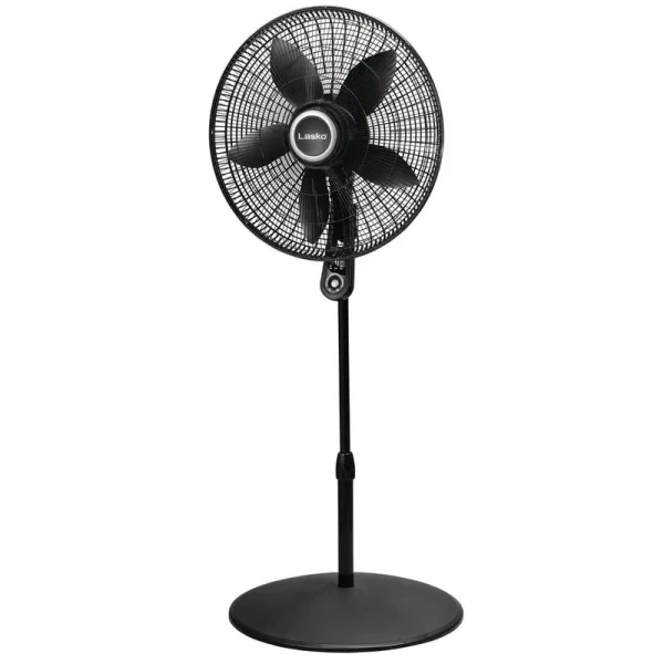 Lasko 20 in. 4 Speeds Pedestal Fan in Black with 90 Degrees Tilt Adjustment, Adjustable Height, Oscillating, Remote,Timer