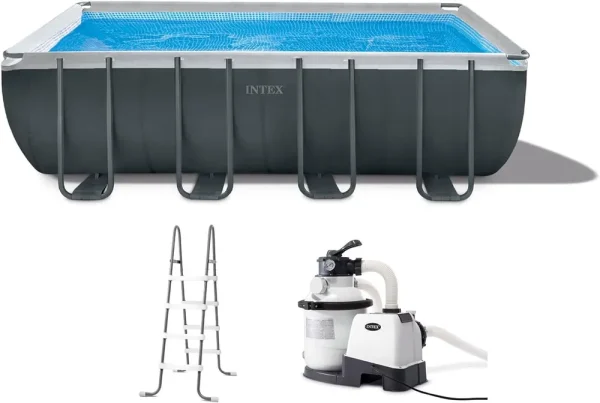 Intex 26355EH Ultra XTR Deluxe Rectangular Above Ground Swimming Pool Set: 18ft x 9ft x 52in ÿ Includes 1500 GPH