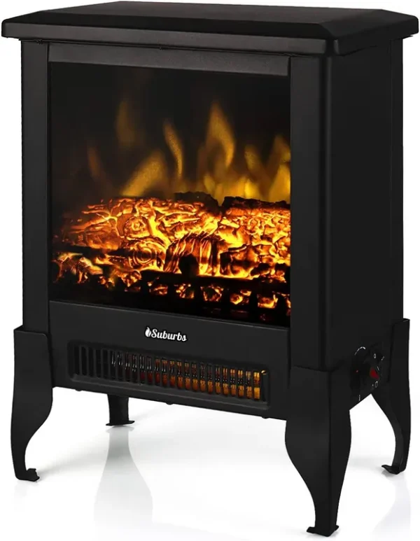 TURBRO Suburbs TS17 Compact Electric Fireplace Stove, Freestanding Stove Heater with Realistic Flame