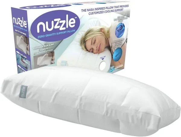 Nuzzle As-seen-on-tv Bed Pillow for Sleeping - Ultra Cool and Comfortable - Two Adjustable Inner Layers for Comforting Support - Perfect for Side