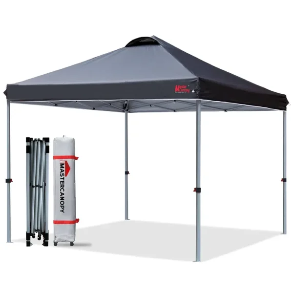 MASTERCANOPY Durable Pop-Up Canopy Tent with Roller Bag (10x10, Black)