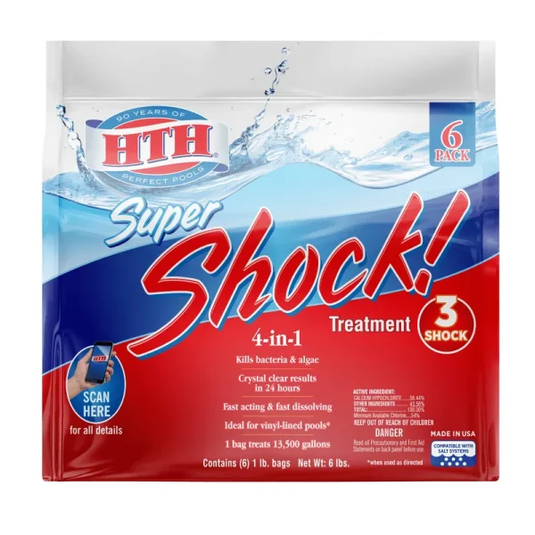Hth Super Shock Pool Treatment - 6 Bags 1 lb Each