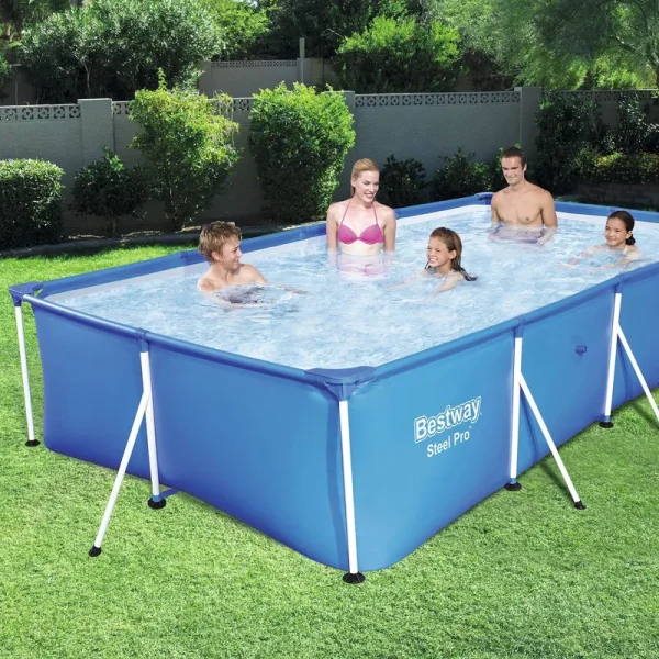 Bestway Steel Pro 13' x 7' x 32 inch Rectangular Above Ground Swimming Pool, Blue