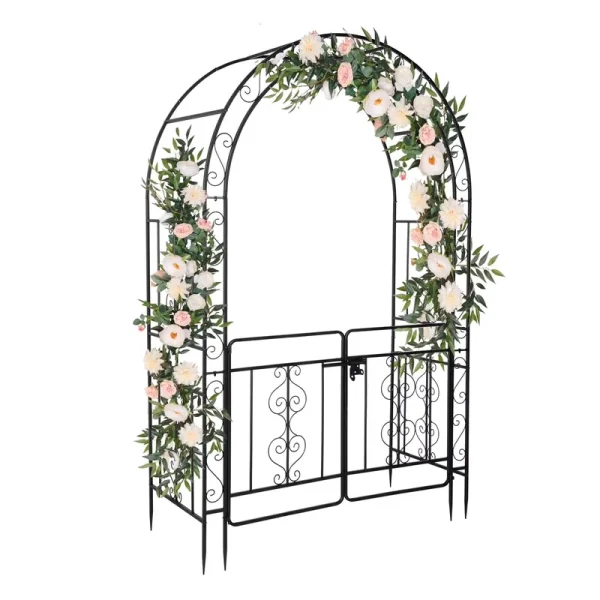 Ktaxon Metal Garden Arch 7ft Garden Trellis Arch Arbor Outdoor Wedding
