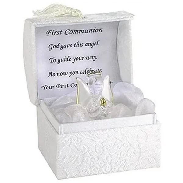 Catholic Gift Shop LTD First Holy Communion Guardian Angel Gift Hand Blown Glass & Gold Gilded