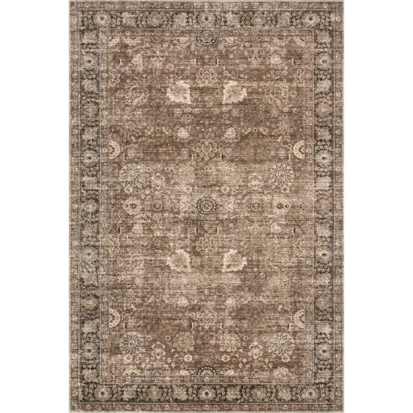 Lauren Liess x RugsUSA - Bayberry Vintage Machine Washable Area Rug, 5' x 8', Brown