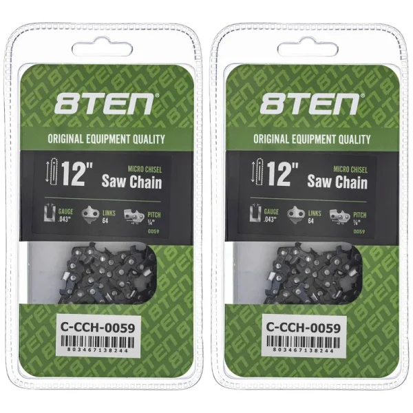 Micro Chisel Chainsaw Chain 12 inch .043 1/4 64DL for Stihl 36700050064 2 Pack