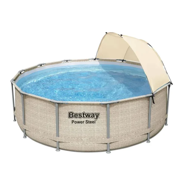 Bestway Power Steel 13' x 42" Above Ground Swimming Pool Set with Canopy