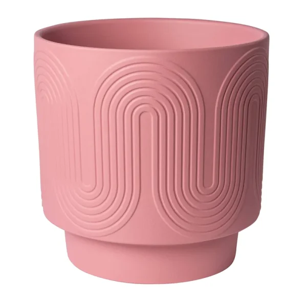 Better Homes & Gardens Pottery 10 inch Amy Wave Ceramic Planter, Pink