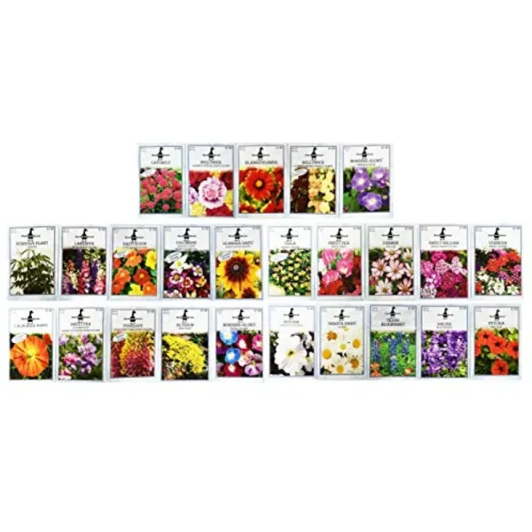 Black Duck Brand Set of 25 Premium Selection Flower Seed Packets! Flower Seeds in Bulk - 25 Deluxe Varieties!