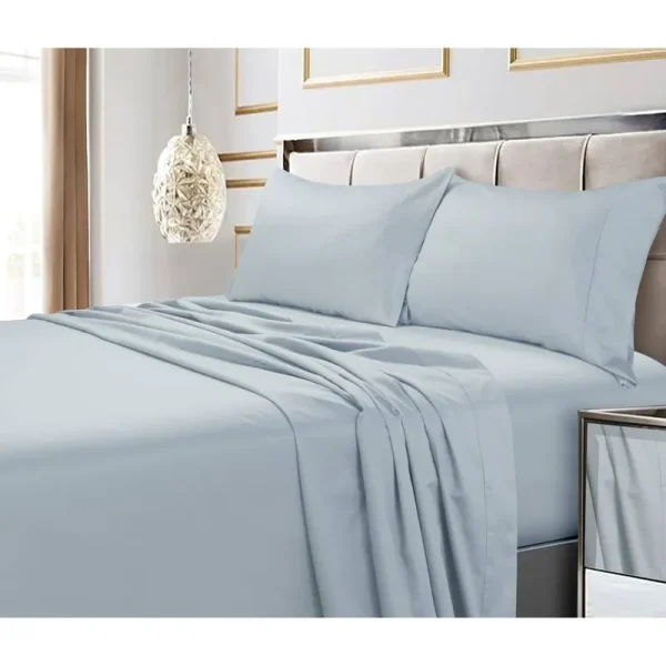Egyptian Cotton 600 Thread Count Extra Deep Pocket Sheet Set Cal King - Sky Blue Tribeca Living