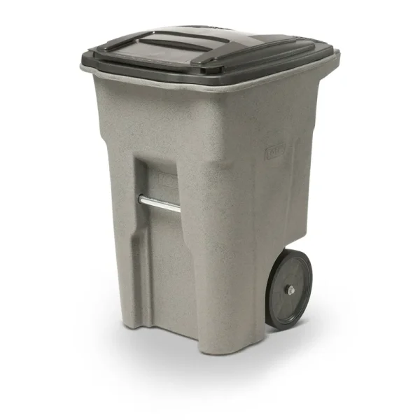 Toter 48 gal. Graystone Trash Can with Smooth Wheels and Lid