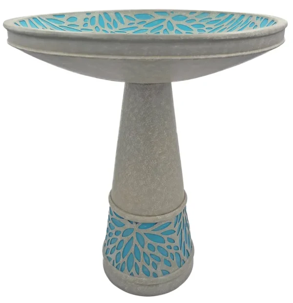 Backyard Glory Starburst 20-in H Gray Polypropylene Complete Birdbath | 05-778-34