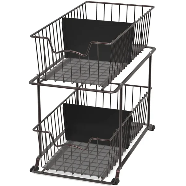 Simple Houseware 2 Tier Cabinet Wire Basket Drawer Organizer - Brown