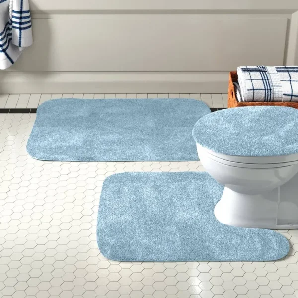 Rufford 3 Piece Bath Rug Set Charlton Home Color: Basin Blue
