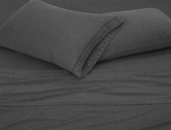 Calvin Klein Modern Cotton Body Solid Full Flat Sheet in Charcoal