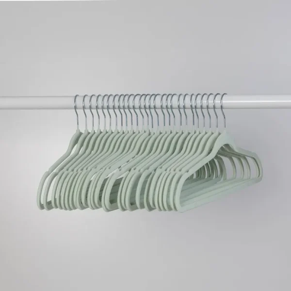 Honey-Can-Do Light Green Slim-Profile Non-Slip Velvet Hangers (25-Pack)