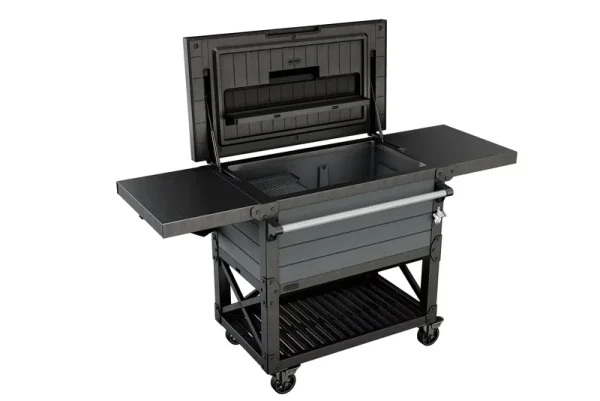 Keter Outdoor Patio Cooler Ice Chest Insulated Beverage Bar Cart, Gray