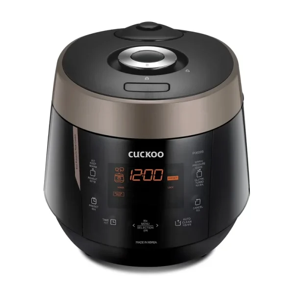 CUCKOO CRP - P0609S 6 - Cup (Uncooked) / 12 - Cup (Cooked) High Pressure Rice Cooker & Warmer with Nonstick Inner Pot, 12 Menu Options, Fuzzy Logic Tech, 3 Voice Guide, Auto Clean (Black/Copper)
