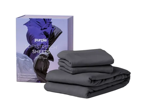 Purple SoftStretch Sheets, Stormy Grey, Queen